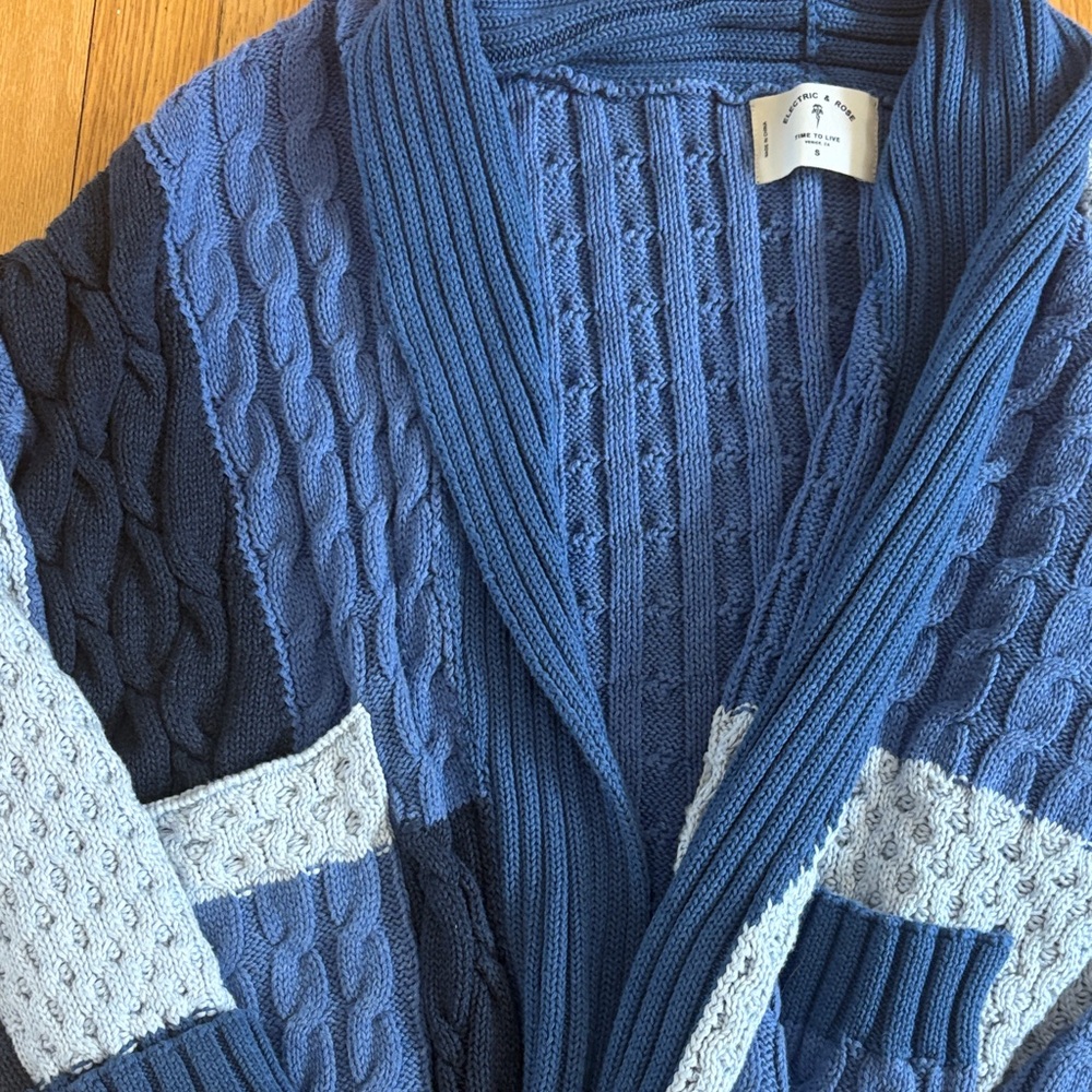Electric & Rose Blue patchwork cardigan with pockets NWOT - Picture 4 of 4